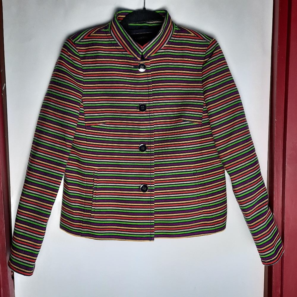 Talbots Multicolored Striped Blazer Sz 2